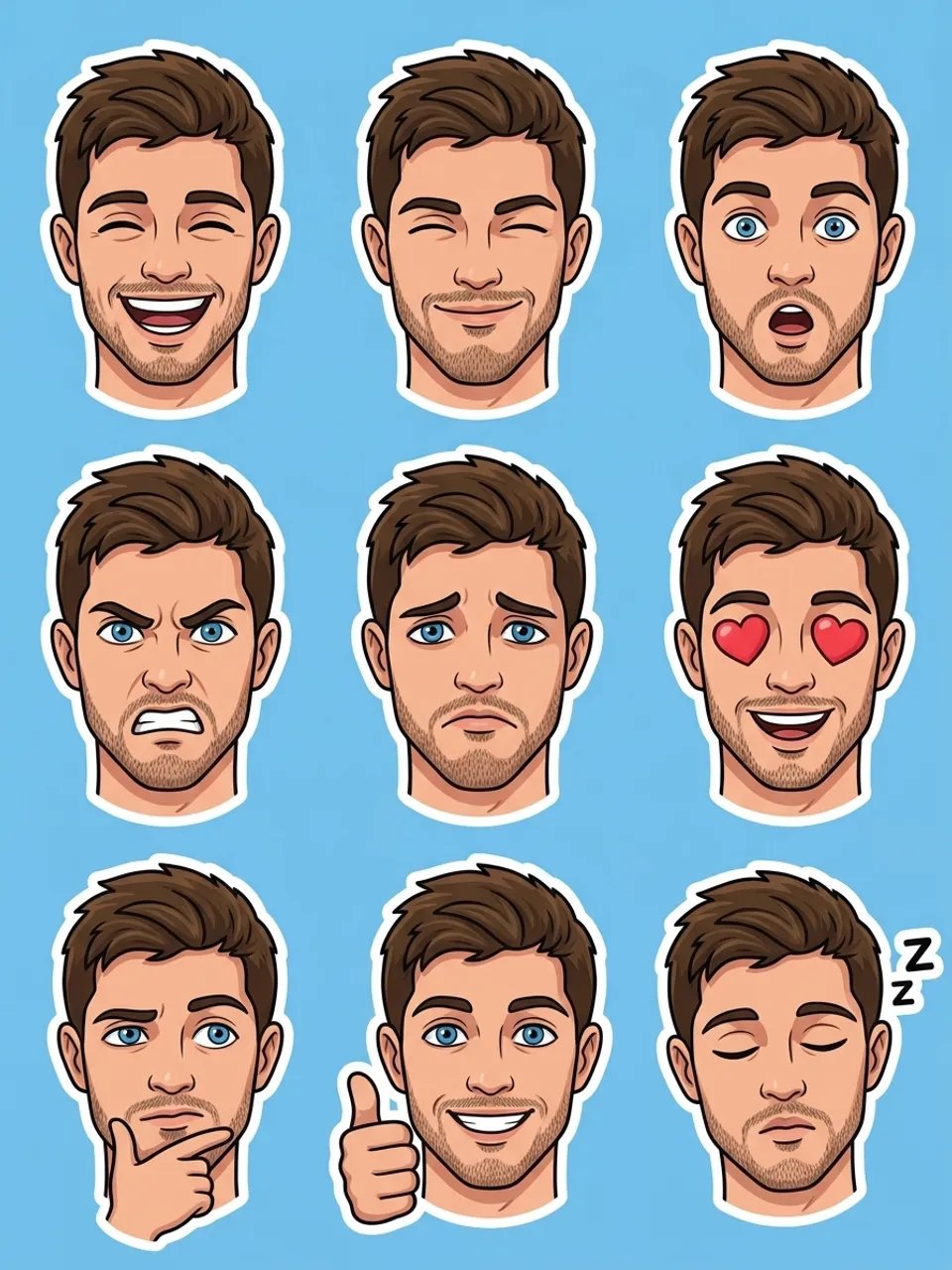 Сделать стикеры из фото для Telegram: мужской стикерпак
