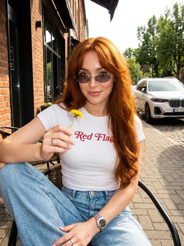 Фотосессия в кафе нейросетью: летнее кафе с цветком